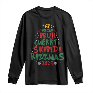 Funny Six Seven 67 Meme Christmas Tree Long Sleeve Shirt Funny 6 7 Bruh Gen Alpha Slang Viral Meme TS10 Black Print Your Wear