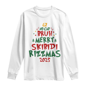 Funny Six Seven 67 Meme Christmas Tree Long Sleeve Shirt Funny 6 7 Bruh Gen Alpha Slang Viral Meme TS10 White Print Your Wear