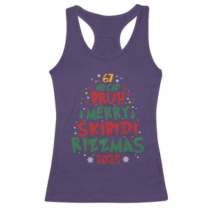 Funny Six Seven 67 Meme Christmas Tree Racerback Tank Top Funny 6 7 Bruh Gen Alpha Slang Viral Meme TS10 Purple Print Your Wear
