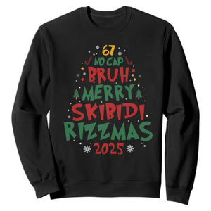 Funny Six Seven 67 Meme Christmas Tree Sweatshirt Funny 6 7 Bruh Gen Alpha Slang Viral Meme TS10 Black Print Your Wear