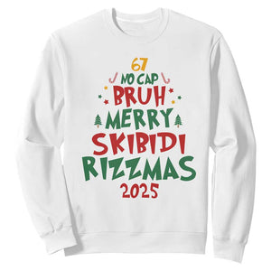 Funny Six Seven 67 Meme Christmas Tree Sweatshirt Funny 6 7 Bruh Gen Alpha Slang Viral Meme TS10 White Print Your Wear