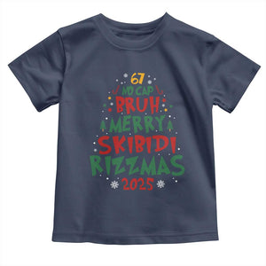 Funny Six Seven 67 Meme Christmas Tree Toddler T Shirt Funny 6 7 Bruh Gen Alpha Slang Viral Meme TS10 Navy Print Your Wear