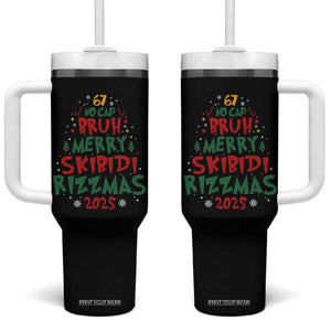 Funny Six Seven 67 Meme Christmas Tree Tumbler With Handle Funny 6 7 Bruh Gen Alpha Slang Viral Meme TS10 One Size: 40 oz Black Print Your Wear