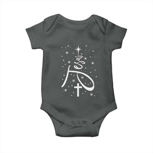 Jesus Christmas Tree Baby Onesie Christian Faith TS10 Dark Heather Print Your Wear