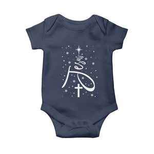 Jesus Christmas Tree Baby Onesie Christian Faith TS10 Navy Print Your Wear