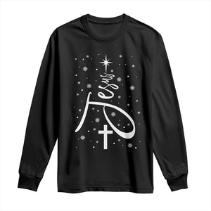 Jesus Christmas Tree Long Sleeve Shirt Christian Faith TS10 Black Print Your Wear