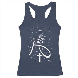 Jesus Christmas Tree Racerback Tank Top Christian Faith TS10 Navy Print Your Wear