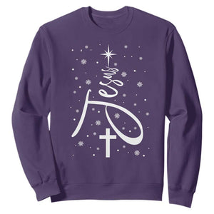 Jesus Christmas Tree Sweatshirt Christian Faith TS10 Purple Print Your Wear