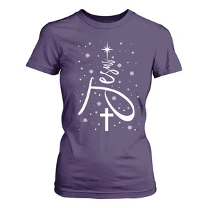 Jesus Christmas Tree T Shirt For Women Christian Faith TS10 Purple Print Your Wear