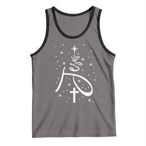 Jesus Christmas Tree Tank Top Christian Faith TS10 Deep Heather Black Print Your Wear