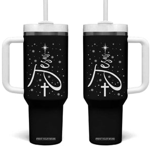 Jesus Christmas Tree Tumbler With Handle Christian Faith TS10 One Size: 40 oz Black Print Your Wear