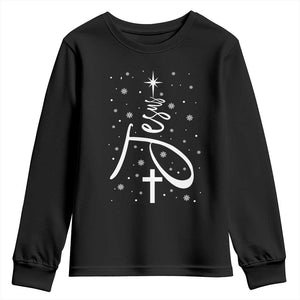 Jesus Christmas Tree Youth Sweatshirt Christian Faith TS10 Black Print Your Wear