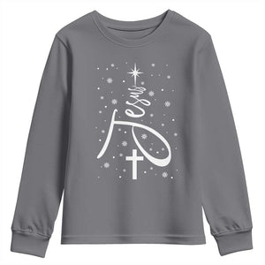 Jesus Christmas Tree Youth Sweatshirt Christian Faith TS10 Charcoal Print Your Wear