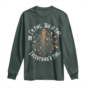 Marcus The Worm Christmas Long Sleeve Shirt I'm Fine Everything Is Fine School Counselor Mental Health TS10 Dark Forest Green Print Your Wear
