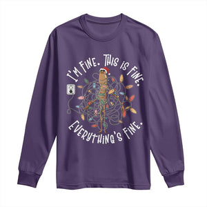 Marcus The Worm Christmas Long Sleeve Shirt I'm Fine Everything Is Fine School Counselor Mental Health TS10 Purple Print Your Wear