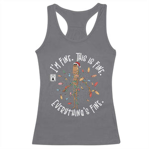 Marcus The Worm Christmas Racerback Tank Top I'm Fine Everything Is Fine School Counselor Mental Health TS10 Charcoal Print Your Wear