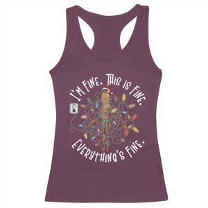 Marcus The Worm Christmas Racerback Tank Top I'm Fine Everything Is Fine School Counselor Mental Health TS10 Maroon Print Your Wear