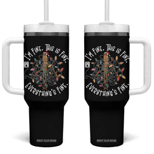 Marcus The Worm Christmas Tumbler With Handle I'm Fine Everything Is Fine School Counselor Mental Health TS10 One Size: 40 oz Black Print Your Wear