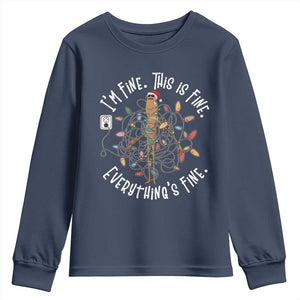 Marcus The Worm Christmas Youth Sweatshirt I'm Fine Everything Is Fine School Counselor Mental Health TS10 Navy Print Your Wear