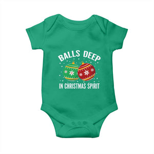 Funny Dirty Christmas Baby Onesie Rude Adult Humor Balls Deep Into Christmas Spirit TS10 Irish Green Print Your Wear