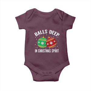 Funny Dirty Christmas Baby Onesie Rude Adult Humor Balls Deep Into Christmas Spirit TS10 Maroon Print Your Wear