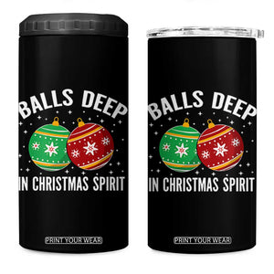 Funny Dirty Christmas 4 in 1 Can Cooler Tumbler Rude Adult Humor Balls Deep Into Christmas Spirit TS10 One Size: 16 oz Black Print Your Wear