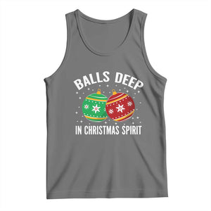 Funny Dirty Christmas Tank Top Rude Adult Humor Balls Deep Into Christmas Spirit TS10 Black Heather Print Your Wear