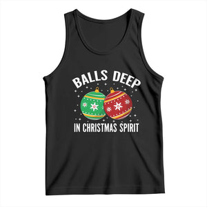 Funny Dirty Christmas Tank Top Rude Adult Humor Balls Deep Into Christmas Spirit TS10 Black Print Your Wear