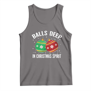 Funny Dirty Christmas Tank Top Rude Adult Humor Balls Deep Into Christmas Spirit TS10 Deep Heather Print Your Wear