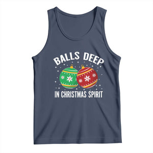 Funny Dirty Christmas Tank Top Rude Adult Humor Balls Deep Into Christmas Spirit TS10 Navy Print Your Wear