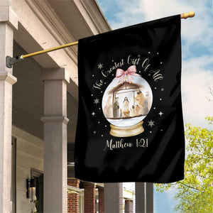 Nativity Scene Christmas Garden Flag The Greatest Gift of All Christian Coquette Bow Matthew 1:21 TS10 Print Your Wear