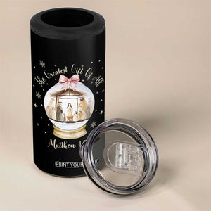Nativity Scene Christmas 4 in 1 Can Cooler Tumbler The Greatest Gift of All Christian Coquette Bow Matthew 1:21 TS10 Print Your Wear