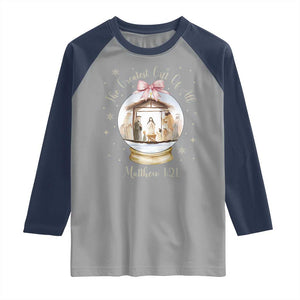 Nativity Scene Christmas Raglan Shirt The Greatest Gift of All Christian Coquette Bow Matthew 1:21 TS10 Sport Gray Navy Print Your Wear
