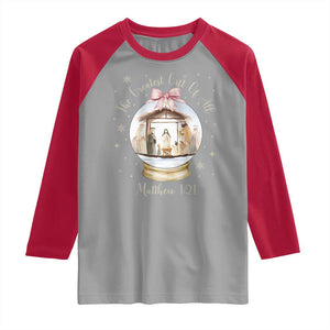 Nativity Scene Christmas Raglan Shirt The Greatest Gift of All Christian Coquette Bow Matthew 1:21 TS10 Sport Gray Red Print Your Wear