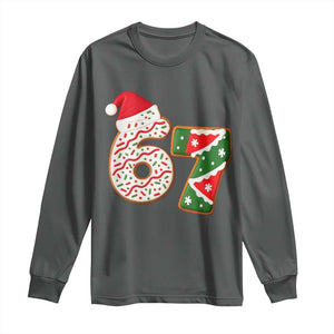 67 Christmas Long Sleeve Shirt Funny Six Seven 6 7 Meme Pajamas Gen Alpha Slang TS10 Dark Heather Print Your Wear