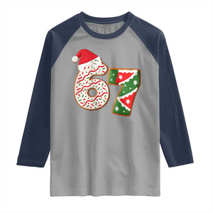 67 Christmas Raglan Shirt Funny Six Seven 6 7 Meme Pajamas Gen Alpha Slang TS10 Sport Gray Navy Print Your Wear