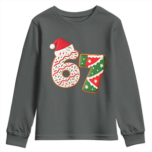 67 Christmas Youth Sweatshirt Funny Six Seven 6 7 Meme Pajamas Gen Alpha Slang TS10 Dark Heather Print Your Wear