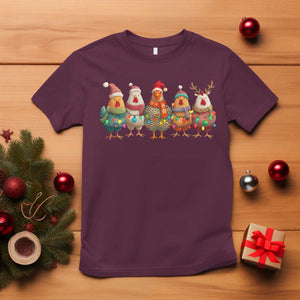 Funny Christmas Chicken T Shirt Funny Xmas Chickens Animals Farm Lover Gift TS10 Maroon Print Your Wear