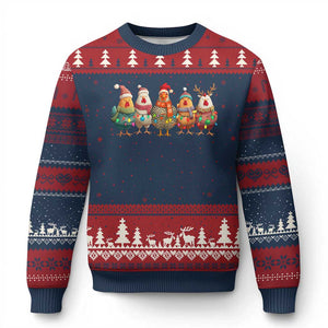 Funny Xmas Chicken Ugly Christmas Sweater Funny Xmas Chickens Animals Farm Lover Gift TS10 Navy Red Print Your Wear