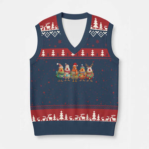 Funny Xmas Chicken V-Neck Knit Sweater Vest Funny Xmas Chickens Animals Farm Lover Gift TS10 Navy Red Print Your Wear