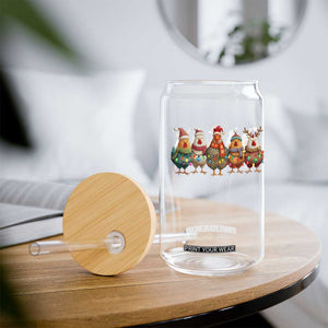 Funny Christmas Chicken Glass Can Funny Xmas Chickens Animals Farm Lover Gift - Print Your Wear