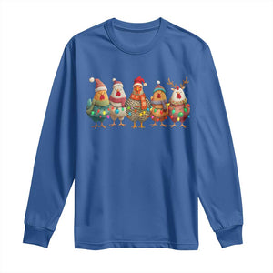 Funny Christmas Chicken Long Sleeve Shirt Funny Xmas Chickens Animals Farm Lover Gift TS10 Royal Blue Print Your Wear