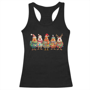 Funny Christmas Chicken Racerback Tank Top Funny Xmas Chickens Animals Farm Lover Gift TS10 Black Print Your Wear