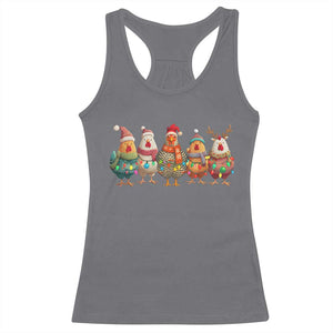 Funny Christmas Chicken Racerback Tank Top Funny Xmas Chickens Animals Farm Lover Gift TS10 Charcoal Print Your Wear
