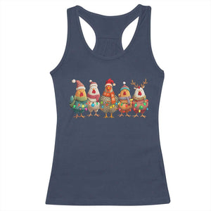 Funny Christmas Chicken Racerback Tank Top Funny Xmas Chickens Animals Farm Lover Gift TS10 Navy Print Your Wear