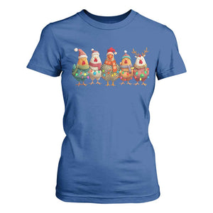 Funny Christmas Chicken T Shirt For Women Funny Xmas Chickens Animals Farm Lover Gift TS10 Royal Blue Print Your Wear