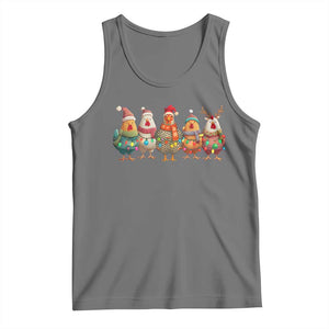 Funny Christmas Chicken Tank Top Funny Xmas Chickens Animals Farm Lover Gift TS10 Black Heather Print Your Wear