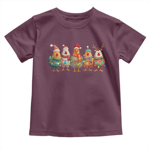 Funny Christmas Chicken Toddler T Shirt Funny Xmas Chickens Animals Farm Lover Gift TS10 Maroon Print Your Wear
