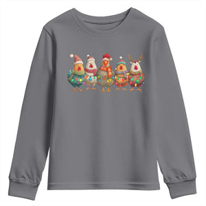 Funny Christmas Chicken Youth Sweatshirt Funny Xmas Chickens Animals Farm Lover Gift TS10 Charcoal Print Your Wear