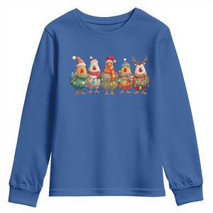 Funny Christmas Chicken Youth Sweatshirt Funny Xmas Chickens Animals Farm Lover Gift TS10 Royal Blue Print Your Wear